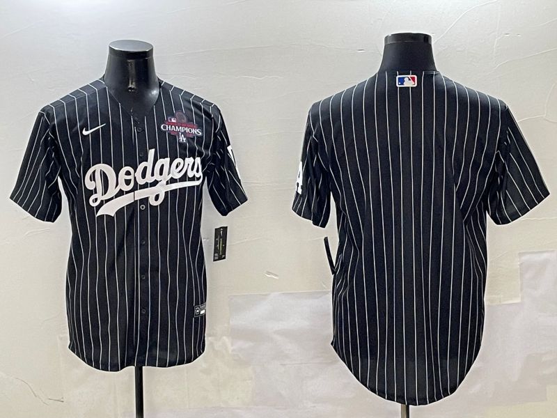 Men Los Angeles Dodgers Blank Black Stripe Jointly Name 2025 Nike MLB Jersey style 4